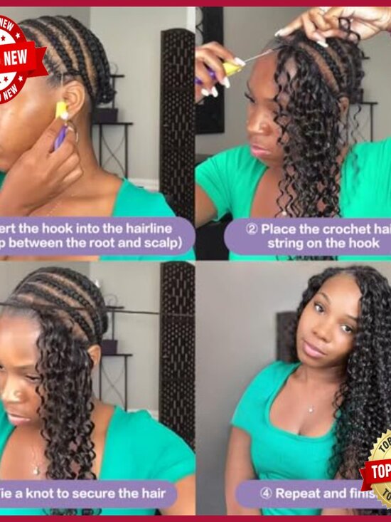 18 Inch Knotless Feather Crochet Human Hair Extensions Deep Wave main image 7